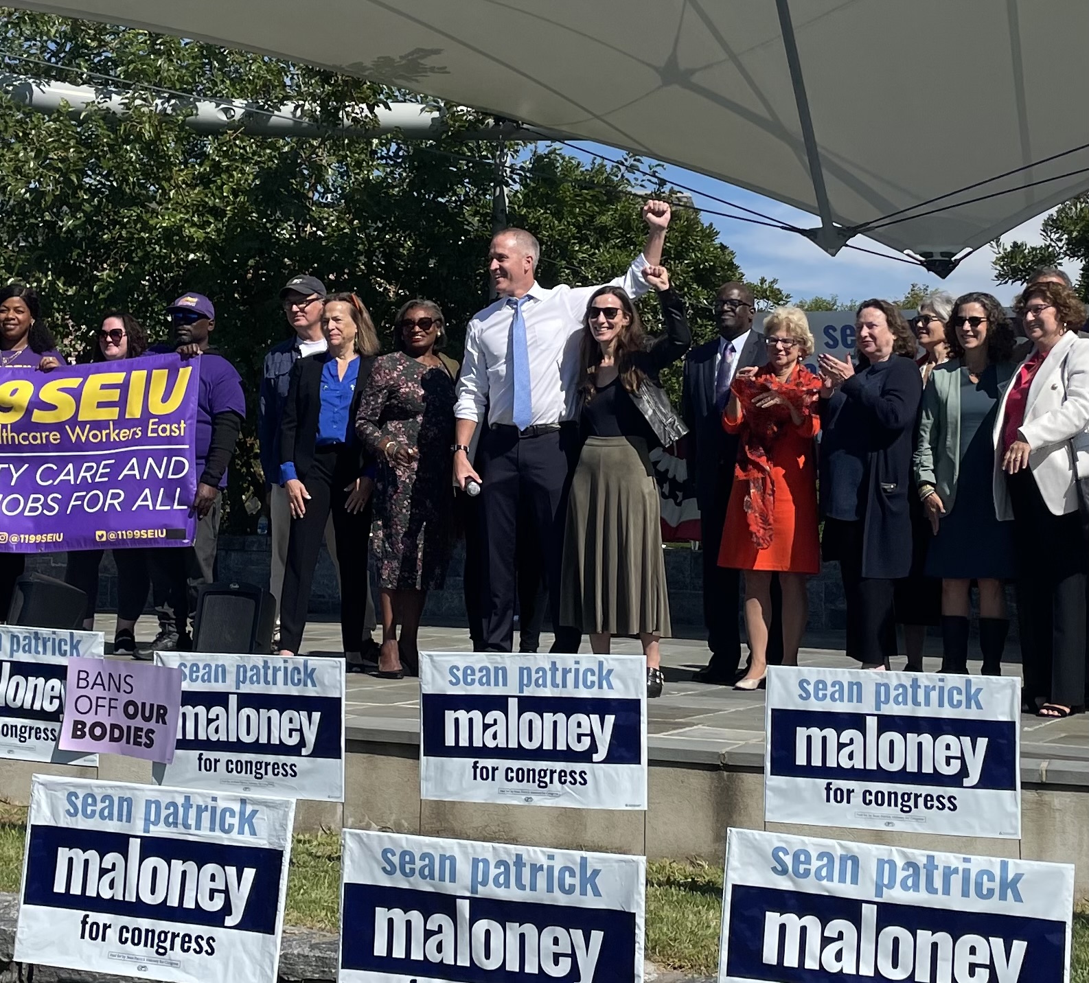 Maloney and Biaggi hold party unity rally in Tarrytown
